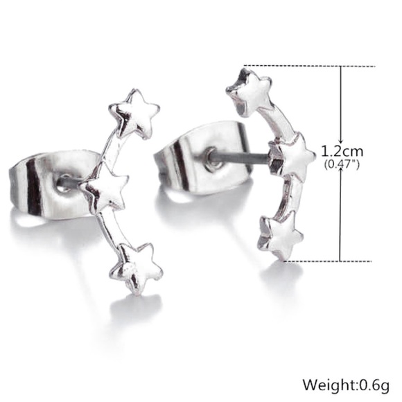 CLEARANCE $7!  Silver Star Tiny Crawler Earrings - Picture 6 of 7